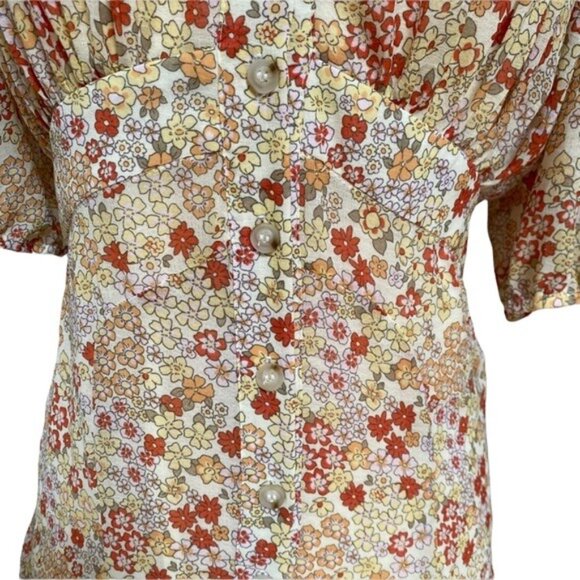 Free People Bonnie Mini Dress in Tea Combo Pale Yellow Floral Size XS NWT - Picture 9 of 14